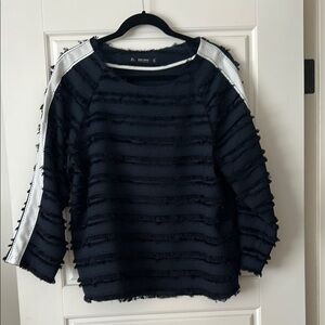 Zara Blue Boxy Ruffled Sweatshirt